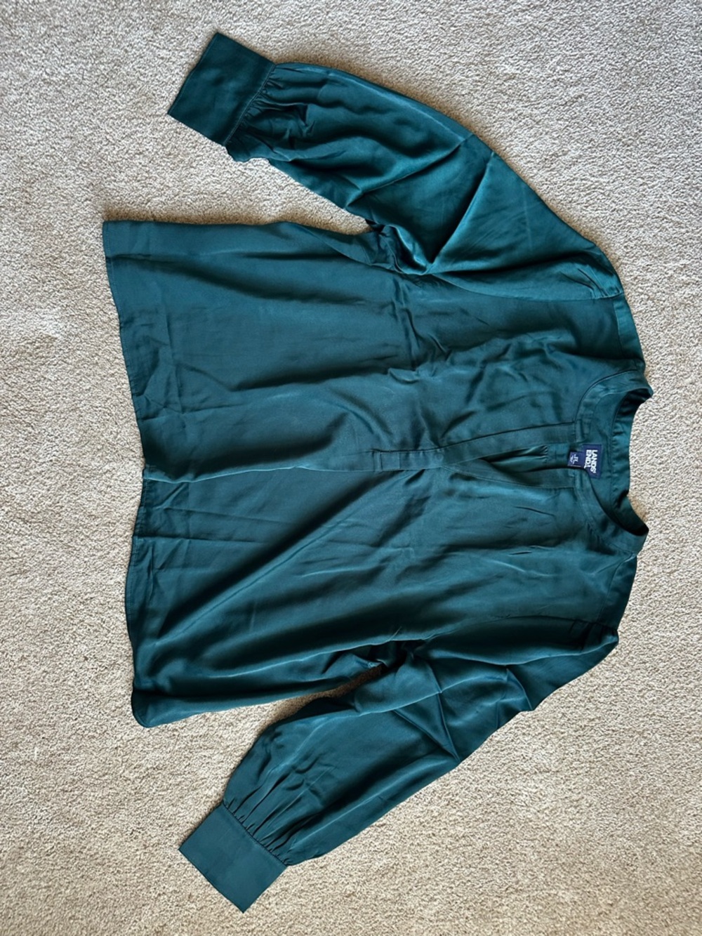 Lands' End Deep Forest Green Long-Sleeve Blouse